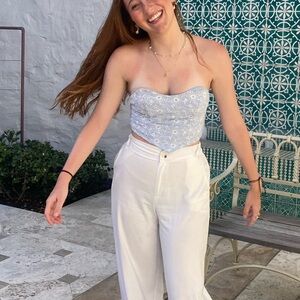 Linen strapless corset